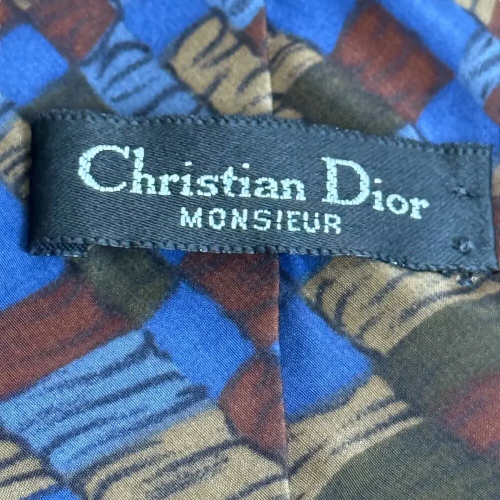 Christian Dior Monsieur Vintage Silk USA Made Mens Neck Tie 3.75